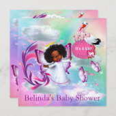 Rainbogen, fluffy Clouds & Baby Butterfly Invitati Notitiekaartje (Voorkant / Achterkant)