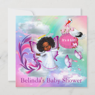 Rainbogen, fluffy Clouds & Baby Butterfly Invitati Notitiekaartje