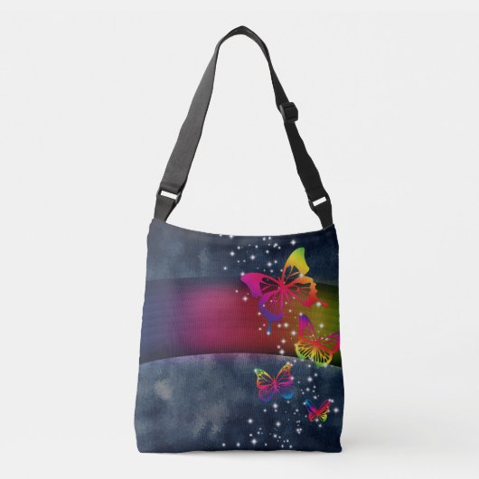Rainbogen op Butterflies Crossbody Tas (Voorkant)