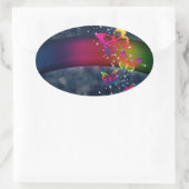 Rainbogen op Butterflies Ovale Sticker (Tas)