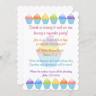 Rainbogen van Cupcakes Invitation Kaart
