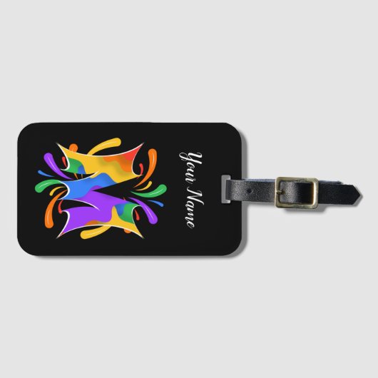 Rainbooboogbrief M Monogram Abstract Bagagelabel (Voorkant (horizontaal))