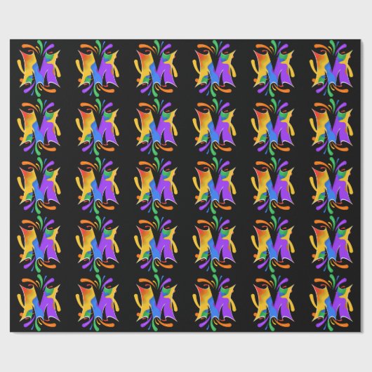 Rainbooboogbrief M Monogram Abstract Cadeaupapier (Vlak)