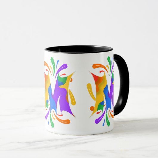 Rainbooboogbrief M Monogram Abstract Mok (Voorkant rechts)