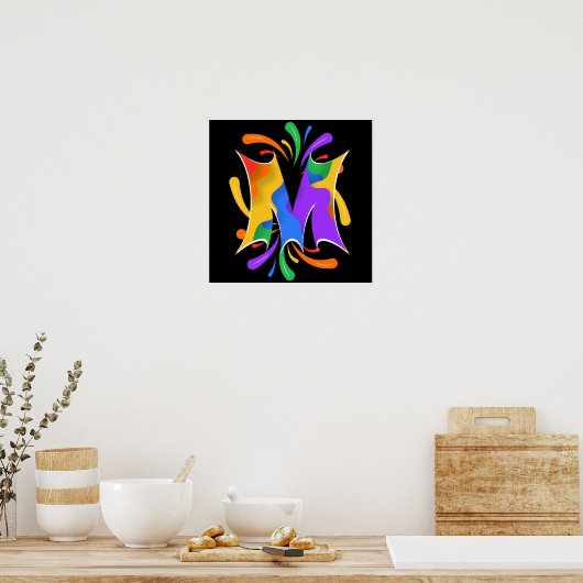 Rainbooboogbrief M Monogram Abstract Poster (Keuken)