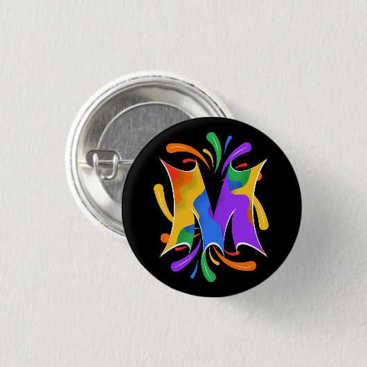 Rainbooboogbrief M Monogram Abstract Ronde Button 3,2 Cm (Voorkant /achterkant)