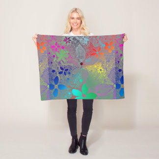 Rainboogbloemen in kant fleece deken
