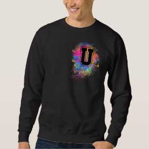 Rainboogbrief U Initiaal Monogrammen kleurrijk roz Trui
