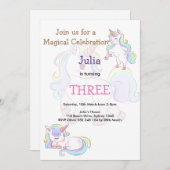 Rainboogekleur Unicorn baby meisjesverjaardag Kaart (Voorkant / Achterkant)