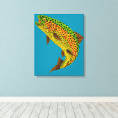 Rainboogforel 1 van Aspen Leaf Canvas Afdruk (Insitu (Houten vloer))