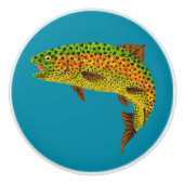 Rainboogforel 1 van Aspen Leaf Keramische Knop (Voorkant)