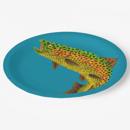 Rainboogforel 1 van Aspen Leaf Papieren Bordje (Gekanteld)