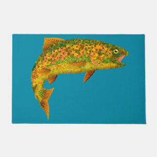 Rainboogforel 2 van Aspen Leaf Deurmat