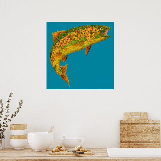 Rainboogforel 2 van Aspen Leaf Poster (Keuken)