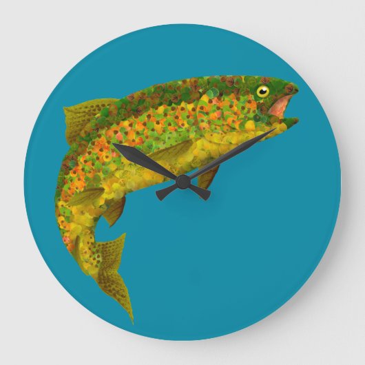 Rainboogforel 3 van Aspen Leaf Grote Klok (Voorkant)