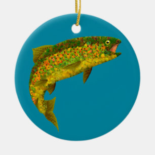 Rainboogforel 3 van Aspen Leaf Keramisch Ornament