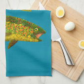 Rainboogforel 3 van Aspen Leaf Theedoek (Quarter Fold)