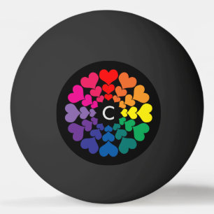 Rainbooggekleurde Valentijn Harten in cirkelvormig Pingpongballen