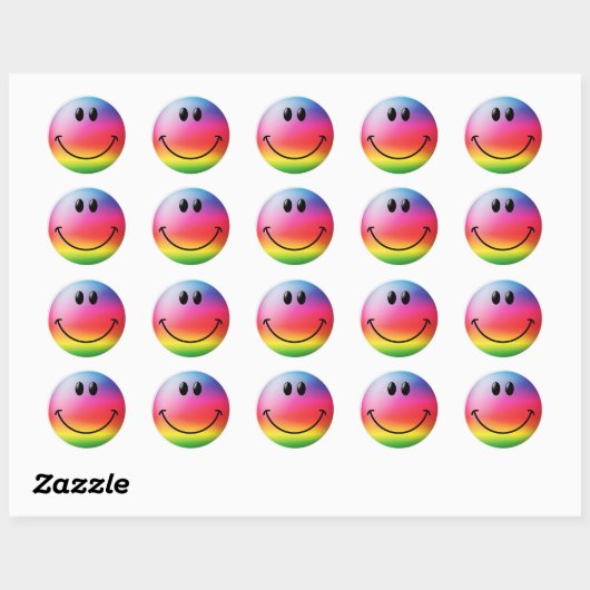 Rainbooggezicht Ronde Sticker (Vel)