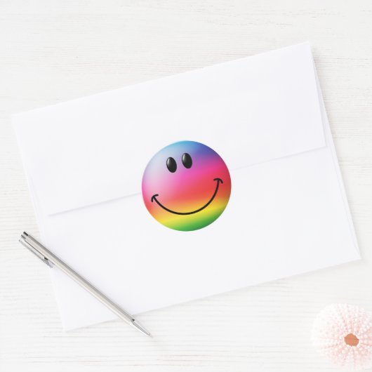 Rainbooggezicht Ronde Sticker (Envelop)