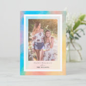 Rainbooggradiënt kerstfeestdag fotokaart kaart (Staand voorkant)