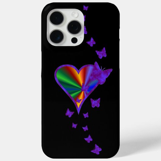 Rainbooghart en vlinder Case-Mate iPhone case (Achterkant)