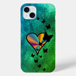 Rainbooghart en vlinder iPhone 15 mini hoesje