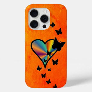 Rainbooghart en vlinder iPhone 15 pro case