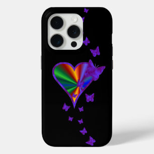 Rainbooghart en vlinder iPhone 15 pro case