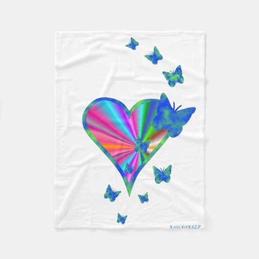Rainbooghart en vlinder fleece deken (Voorkant)