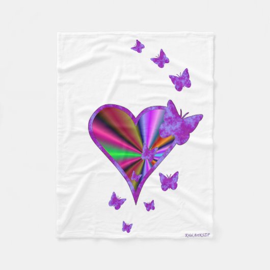 Rainbooghart en vlinder fleece deken (Voorkant)