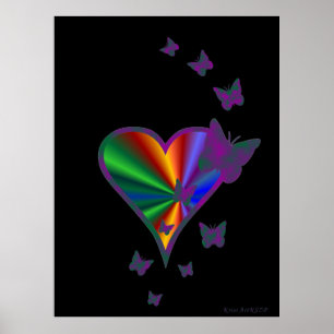 Rainbooghart en vlinder poster