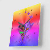 Rainbooghart en vlinder vierkante klok (Hoek)