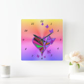 Rainbooghart en vlinder vierkante klok (Huis)