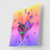 Rainbooghart en vlinder vierkante klok (Hoek)