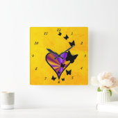 Rainbooghart en vlinder vierkante klok (Huis)