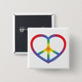 Rainbooghart, liefde, vredesbord vierkante button 5,1 cm (Voorkant /achterkant)