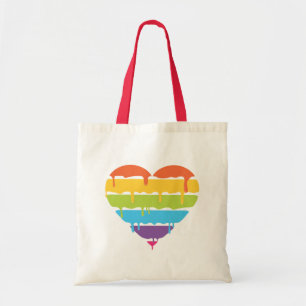 Rainbooghart met druppelverf tote bag