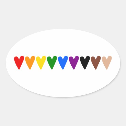 Rainboogharten, zwarte levens materie ovale sticker (Voorkant)