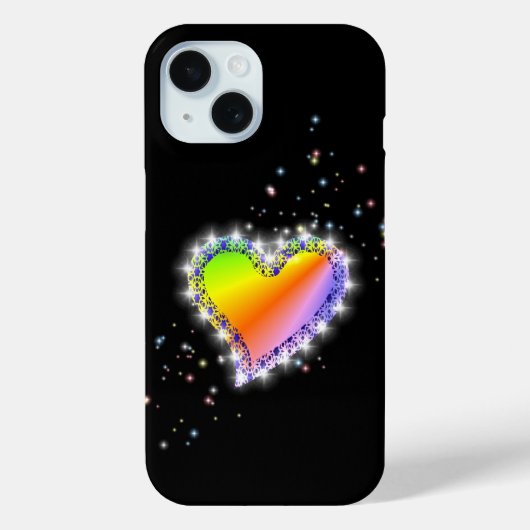 Rainbooghartslag met sterren op zwart Case-Mate iPhone case (Achterkant)