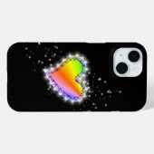 Rainbooghartslag met sterren op zwart Case-Mate iPhone case (Achterkant (horizontaal))