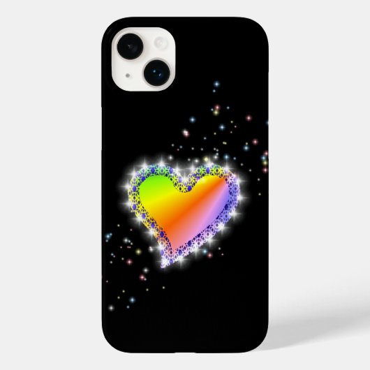 Rainbooghartslag met sterren op zwart Case-Mate iPhone case (Achterkant)