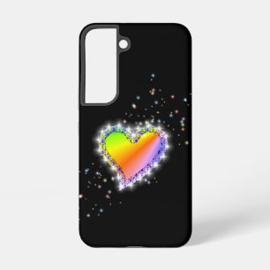 Rainbooghartslag met sterren op zwart samsung galaxy hoesje