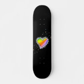 Rainbooghartslag met sterren op zwart skateboard (Voorkant)
