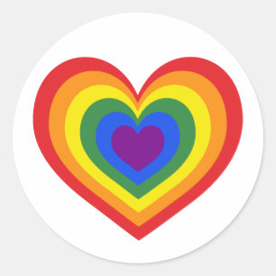 Rainbooghartslag op wit ronde sticker