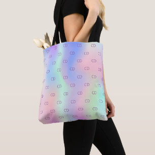 Rainboogholografisch roze paars aangepast monogram draagtas