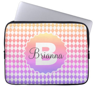 Rainboogkaakbord met monogram-naam laptop sleeve