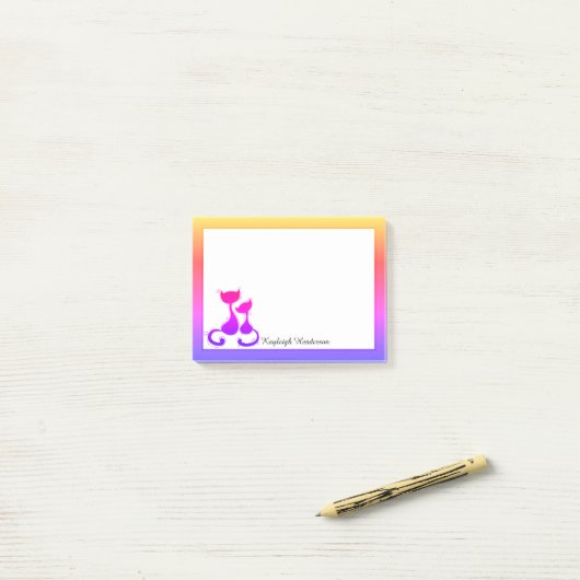 Rainboogkatten Silhouette gepersonaliseerd Post-it® Notes (Op bureau)