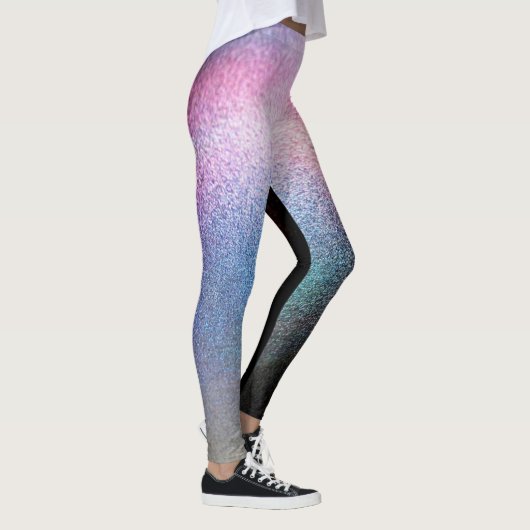 Rainboogkleur Glitter Effect Grafische afdruk Leggings (Rechts)