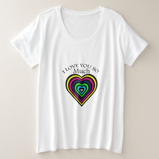 Rainboogkleur Ik hou van je strips harthart Grote Maat T-shirt (Design voorkant)